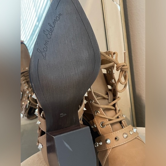 Sam Edelman Elana/Camel/Tan Pointed/LaceUp/Western Booties - Picture 7 of 12